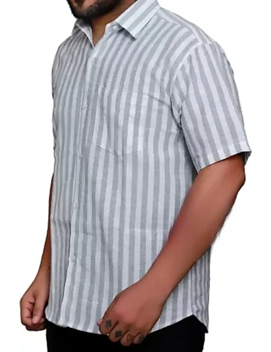HALF-L38-SHIRT-GREY Khadi Cotton Half Sleeve Shirt - India, M / 38, 0.25 kgs