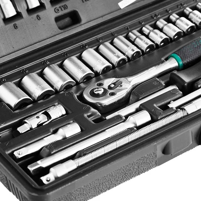0452 -46pcsMetal 1/4" Socket Set (Black, 46pcs) - 1.223 kgs, China