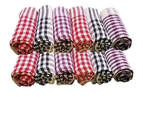 Kitchen Napkins Pack of 12 Cleaning Cloth for Home & Kitchen - 18 x 18 Inch, Multicolor, 0.300 kgs, India, 12