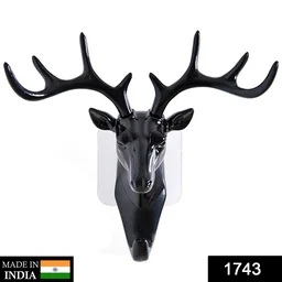 1743 Deer Head Self Adhesive Wall Door Hook Hanger - 0.15 kgs, India