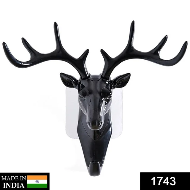 1743 Deer Head Self Adhesive Wall Door Hook Hanger - 0.15 kgs, India