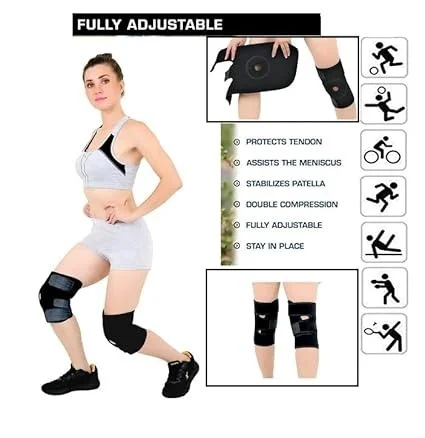 Knee Cap For Knee Pain | Open Patella Knee Cap | 2 Pcs Free Size - Free Size, Black, 0.200 kgs, India