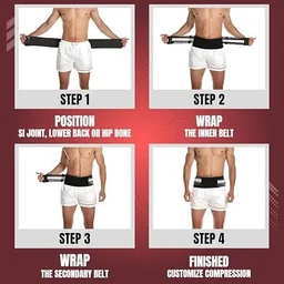 Sciatica Pain Relief Belt for Lower Back Support | Adjustable SI Joint Brace for Men & Women | Free Size Black Lumbar Support Belt | Made in India -