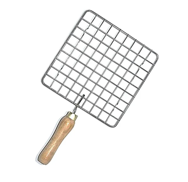 2086 Stainless Steel Roaster Papad Jali with Wooden Handle - 0.651 kgs, India