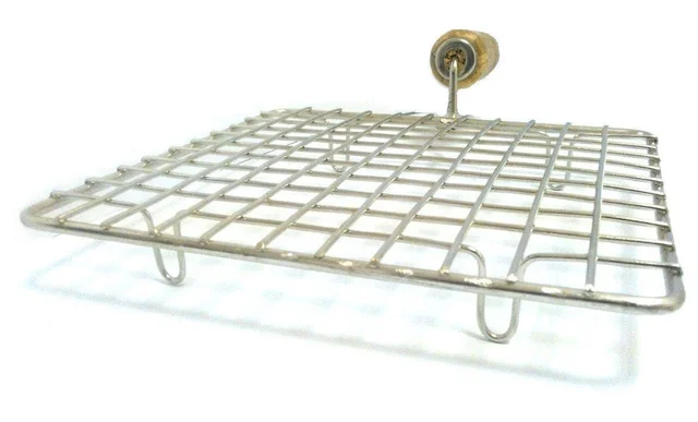 2086 Stainless Steel Roaster Papad Jali with Wooden Handle - 0.651 kgs, India