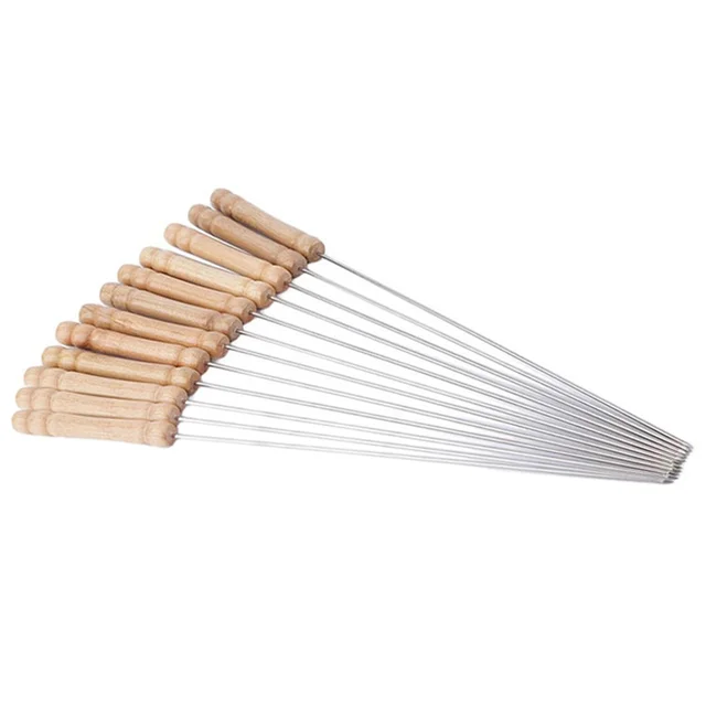2228 Barbecue Skewers for BBQ Tandoor and Gril with Wooden Handle - Pack of 12 - 0.34 kgs, China