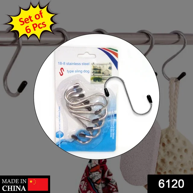 6120 6 Pc S Hanging Hook used in all kinds of places for hanging purposes on walls of such items and materials etc. - 0.078 kgs, China