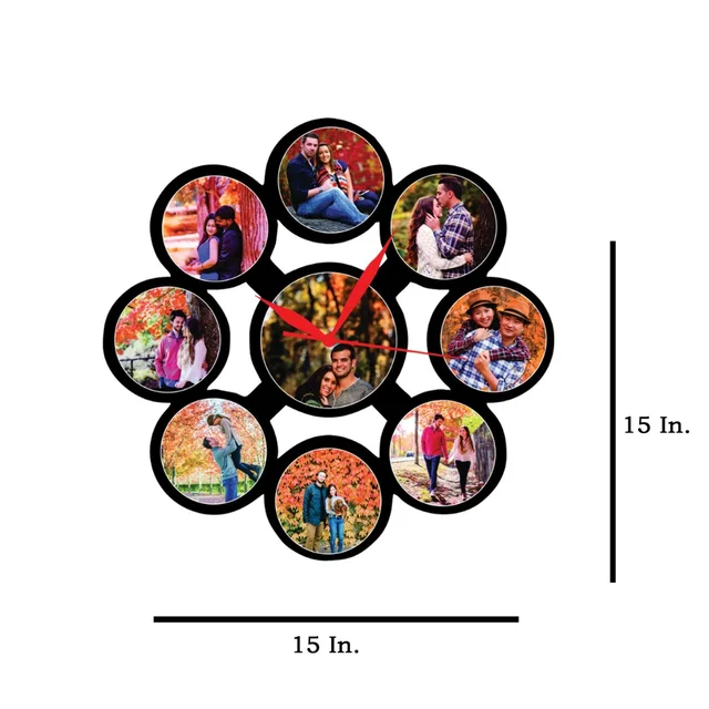 9 Pics With Clock - MDF Wall Collage Frame - SKU411 - Regular Price