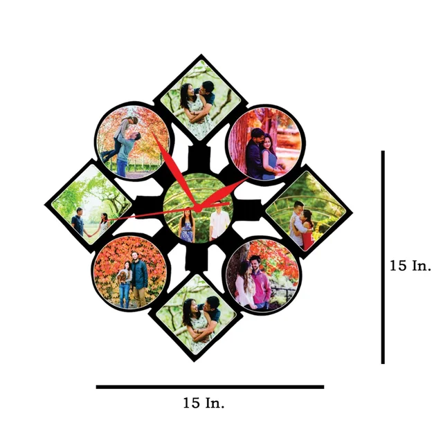 9 Pics With Clock - MDF Wall Collage Frame - SKU412 - Regular Price