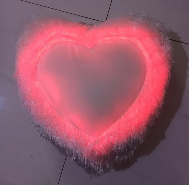 Red LED Fur Pillow - Heart Shape - Regular Price