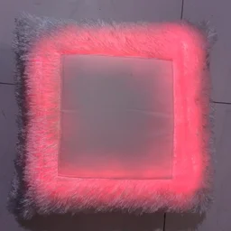 Green LED Fur Pillow - Square Shape