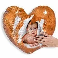 Sequin Magic Pillow - White - Heart Shape