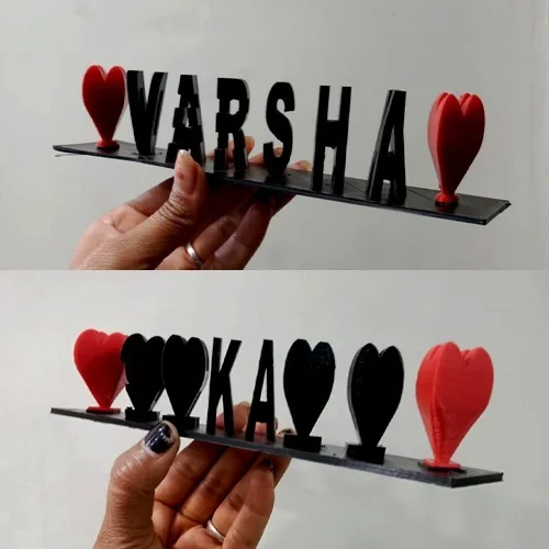Flip Name with Black Letters and Red Hearts - Regular Price