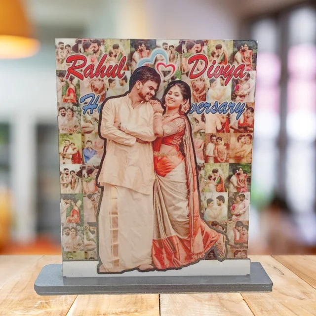 Mosaic Background with Couple Cutout - Customized Cutout Frame