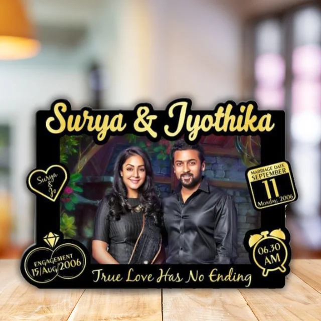 Couple Memory Cutout Frame - Black & Gold - A3 size - Regular Price