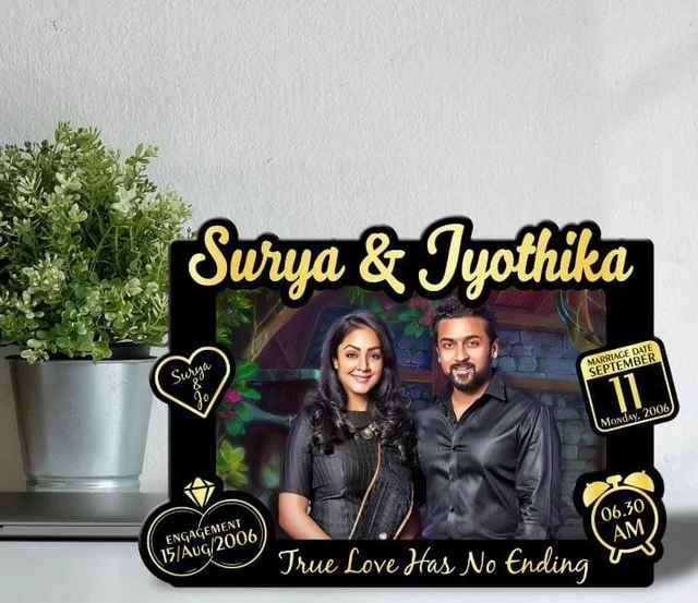 Couple Memory Cutout Frame - Black & Gold - A3 size - Regular Price