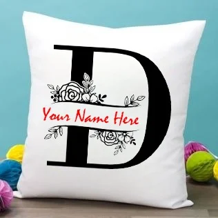D Alphabet 16x16" Inch White Satin Pillow - Regular Price