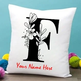 F Alphabet 16x16" Inch White Satin Pillow - Regular Price