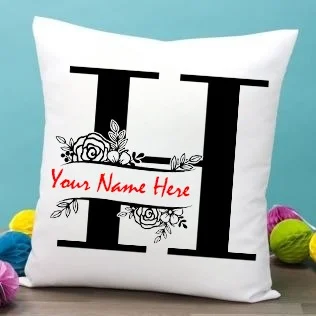 H Alphabet 16x16" Inch White Satin Pillow - Regular Price