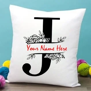 J Alphabet 16x16" Inch White Satin Pillow - Regular Price