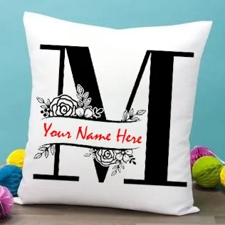 M Alphabet 12x12" Inch White Satin Pillow - Regular Price
