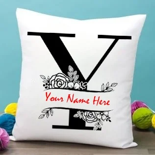 Y Alphabet 16x16" Inch White Satin Pillow - Regular Price