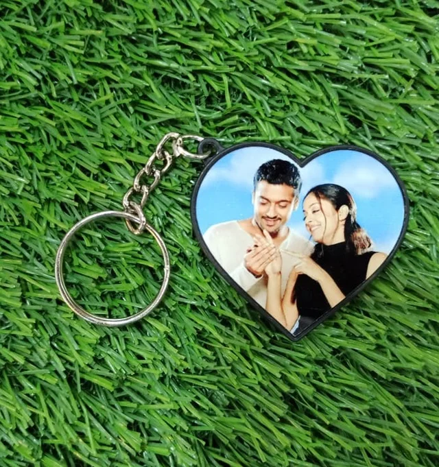 Plastic Metal Glitter Keychain - Heart Shape - Regular Price