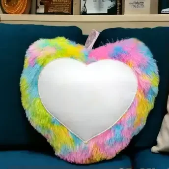 Fur Pillow - Heart Shape - Multi Color - Regular Price