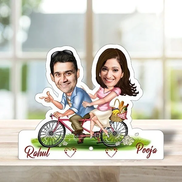 ACC03 - Couple on Bicycle - Caricature Cartoon Frame - Regular Price