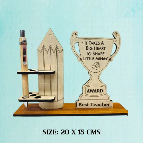 Best Teacher Award Globe & Pencil Teachers Day Pen Stand - Regular Price