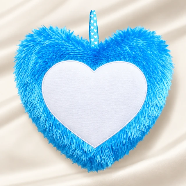 Fur Pillows - Heart Shape - Sky Blue