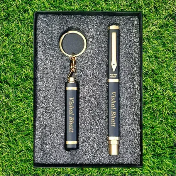 Black Matte Heavy Pen & Keychain Combo - Personalized with Name Engraving - Regular Price