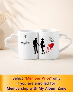 Couple Mug Set with Heart Handle - Regular Price