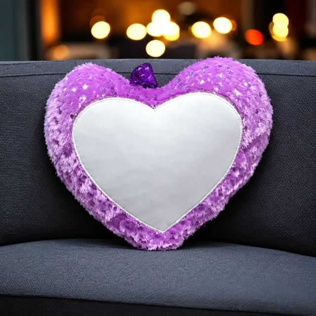 Foil Pillow - Heart Shape - Purple