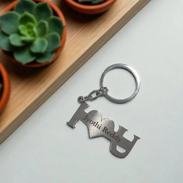 Metal Keychain with Engraving | I Love You Shape - Regular Price