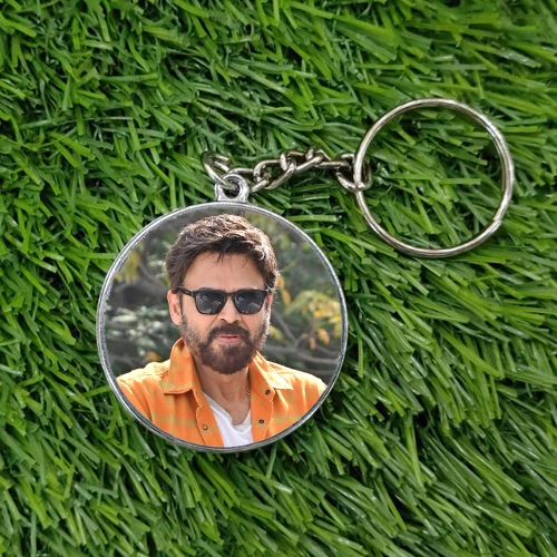 Metal Glitter Keychain - Round Shape - Regular Price