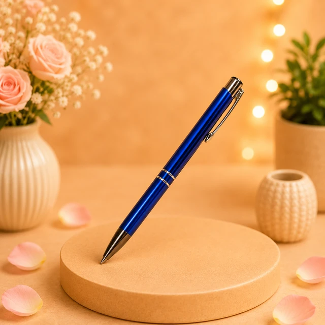 Metal Tiktik Pen (Blue Color Body) - Personalized with Name Engraving - Regular Price