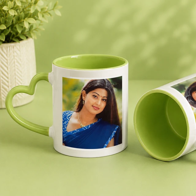 Inner & Heart Handle Green Color Coffee Mug - Member Price