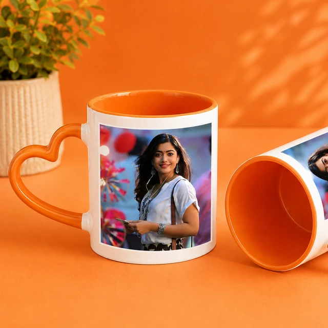 Inner & Heart Handle Orange Color Coffee Mug - Member Price