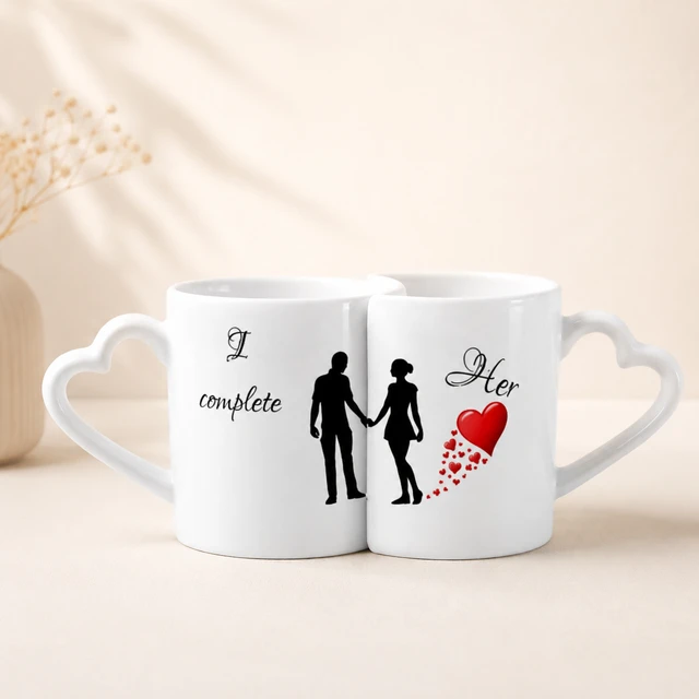 Couple Mug Set with Heart Handle - Regular Price