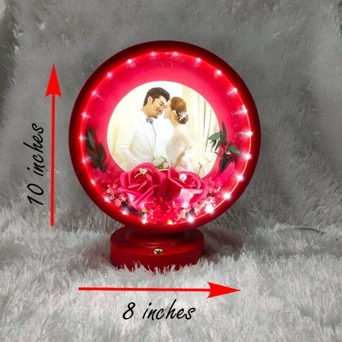 Premium LED Frame with Flowers - Round Red - Regular Price