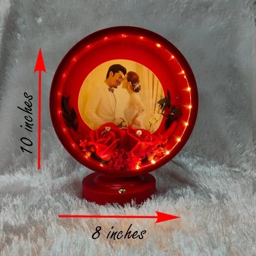 Premium LED Frame with Flowers - Round Red - Regular Price