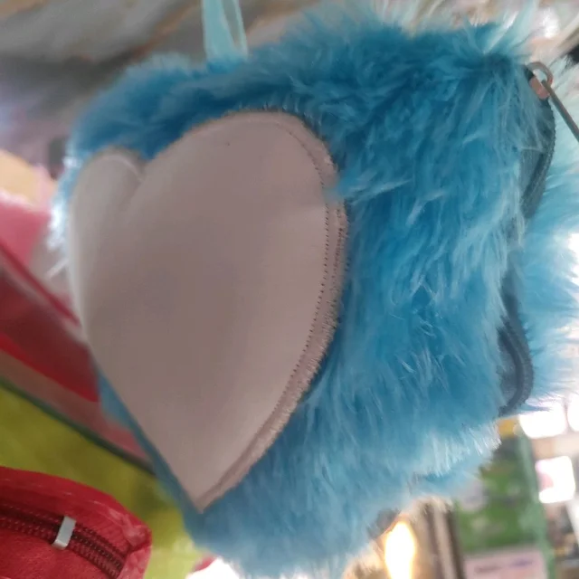 Mini Fur Pillow - Sky Blue - Heart Shape - Regular Price