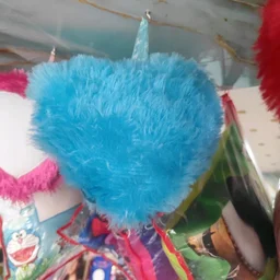 Mini Fur Pillow - Sky Blue - Heart Shape - Regular Price