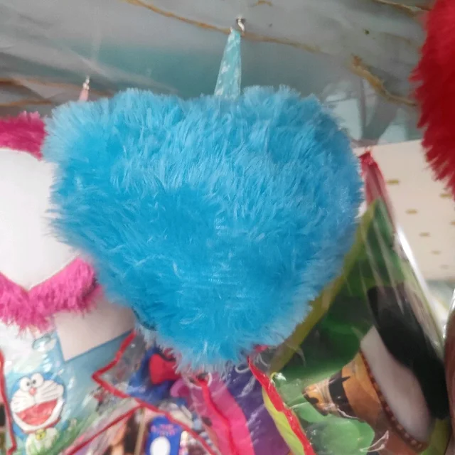 Mini Fur Pillow - Sky Blue - Heart Shape - Regular Price