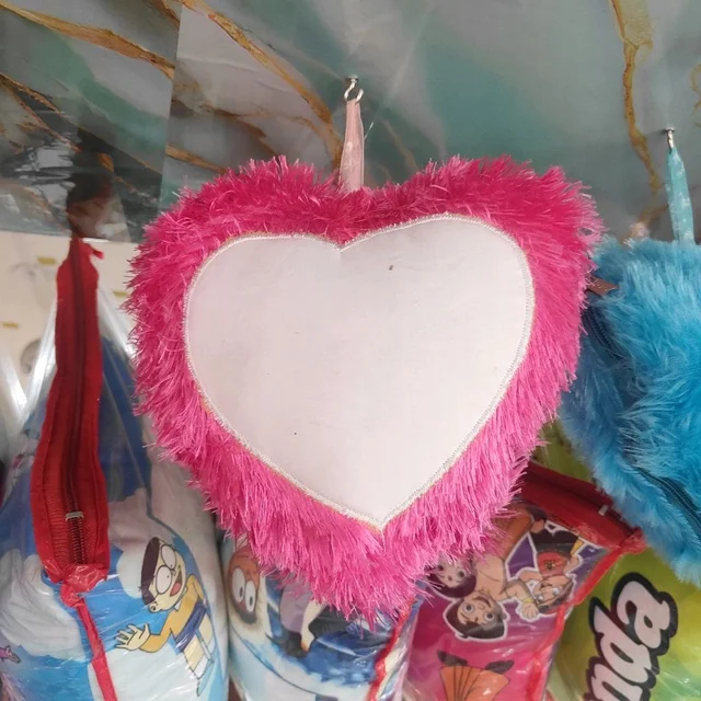 Mini Fur Pillow - White - Heart Shape - Regular Price