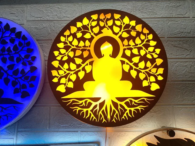 Buddha - Room Decorative LED Frame with Yellow Light