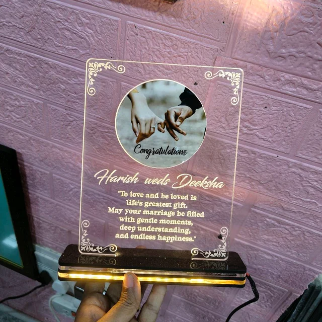 3D Illusion Acrylic frame For Wedding Gift to Wedding couple With Names And Wedding Date Customisation