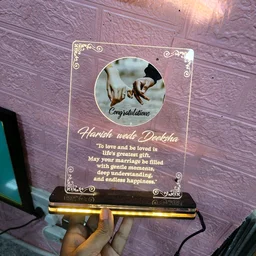 3D Illusion Acrylic frame For Wedding Gift to Wedding couple With Names And Wedding Date Customisation