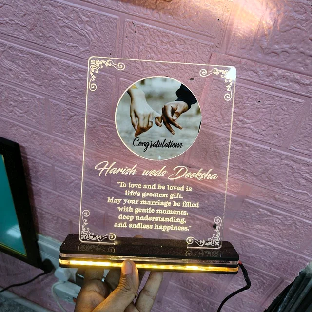 3D Illusion Acrylic frame For Wedding Gift to Wedding couple With Names And Wedding Date Customisation